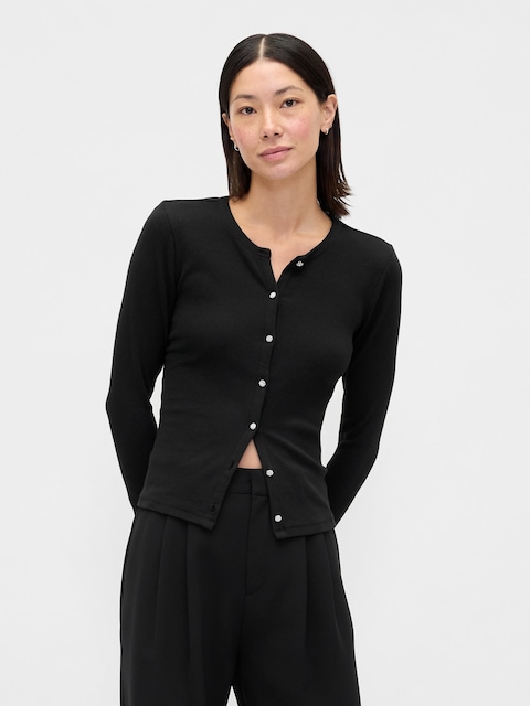 Modern Jewel Button Cardigan
