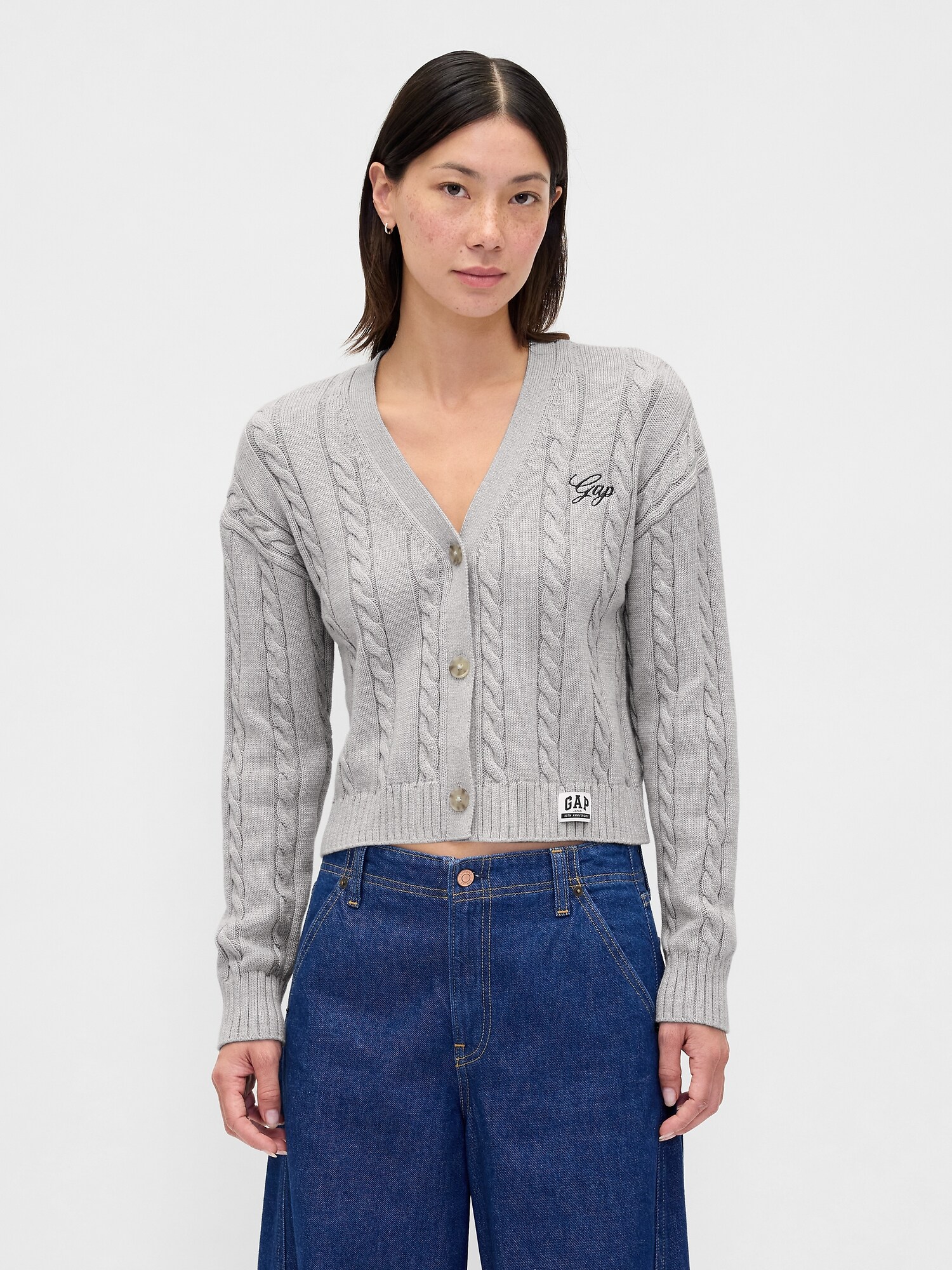 Gap公式オンラインストア | ボクシー ケーブルニット GAPロゴ カーディガン
