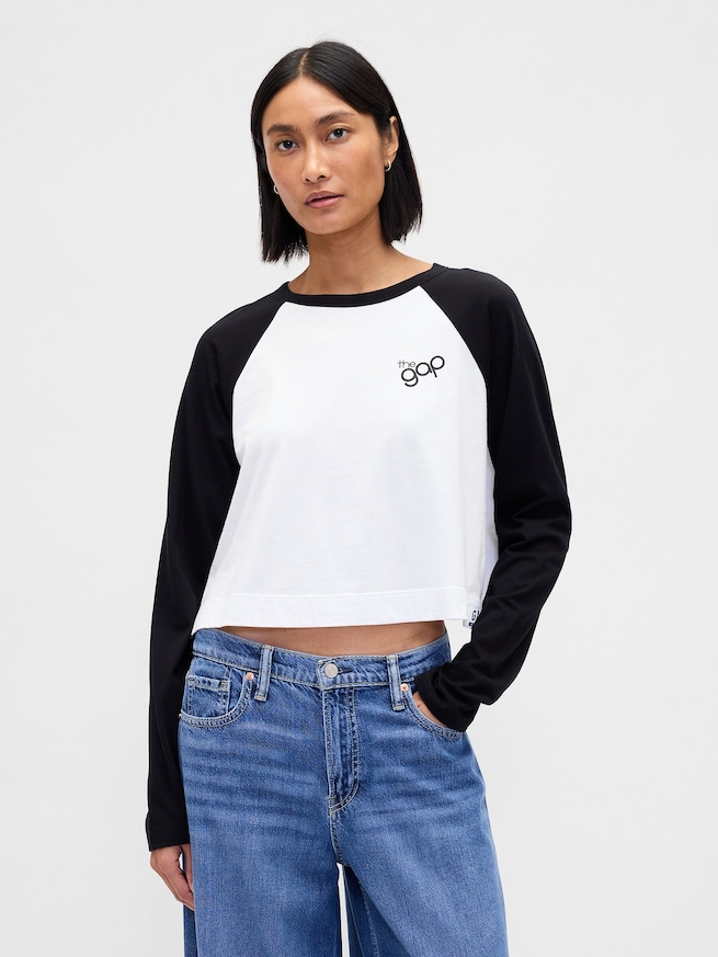 リラックスフィット クロップド GAPロゴTシャツ-0