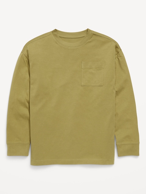 Oversized Long-Sleeve Pocket T-Shirt for Boys