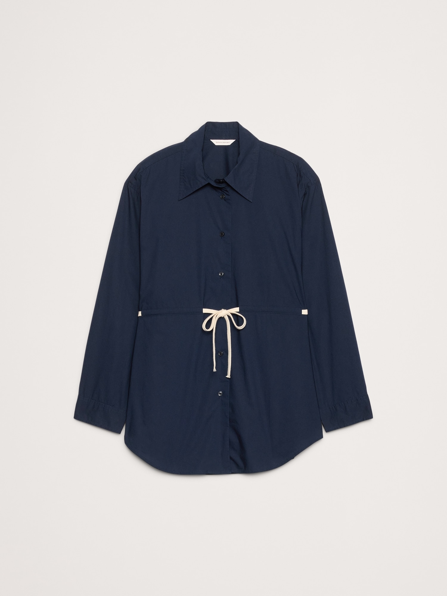 コットン ポプリン ドローストリング ウエスト チュニック-4