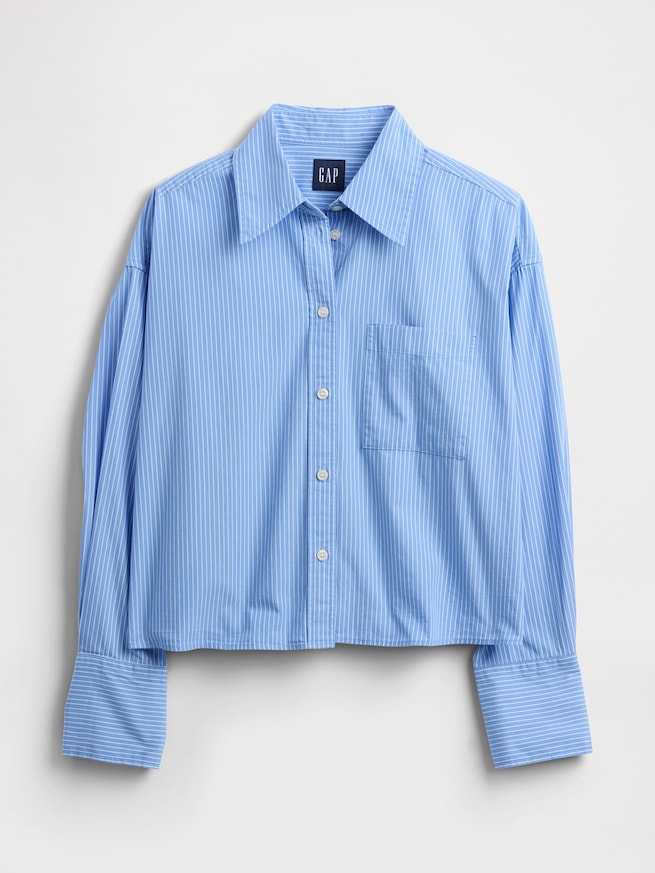 オーガニックコットン ストレートヘム クロップドシャツ-3