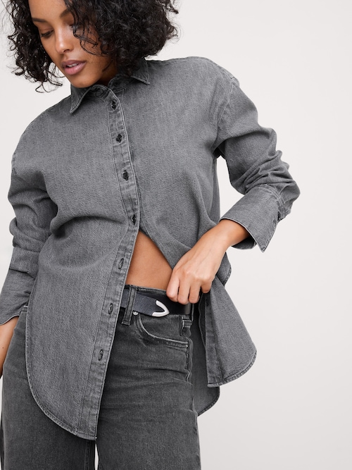 デニム カーブヘム シャツ