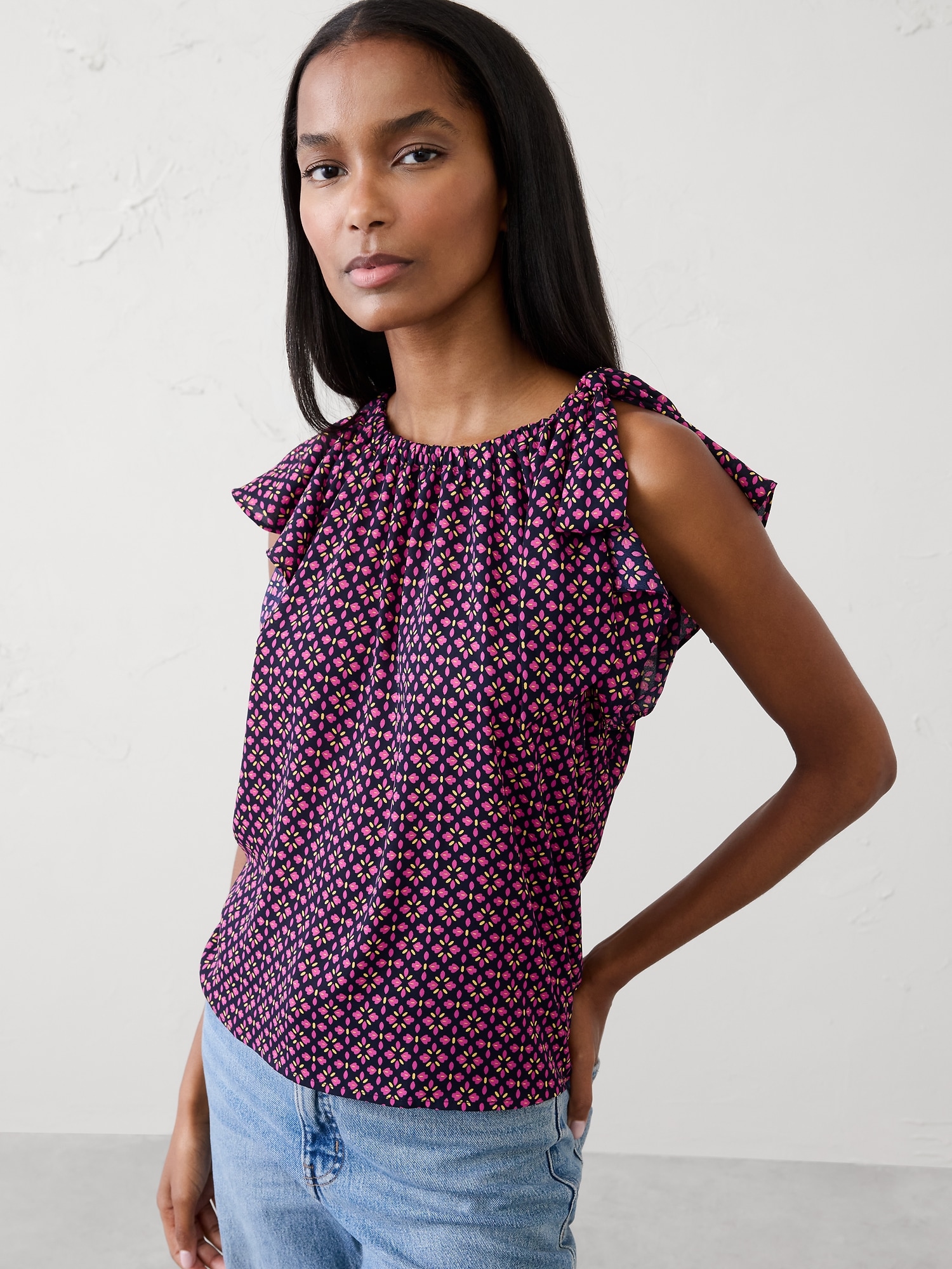 Georgette Tied-Shoulder Top