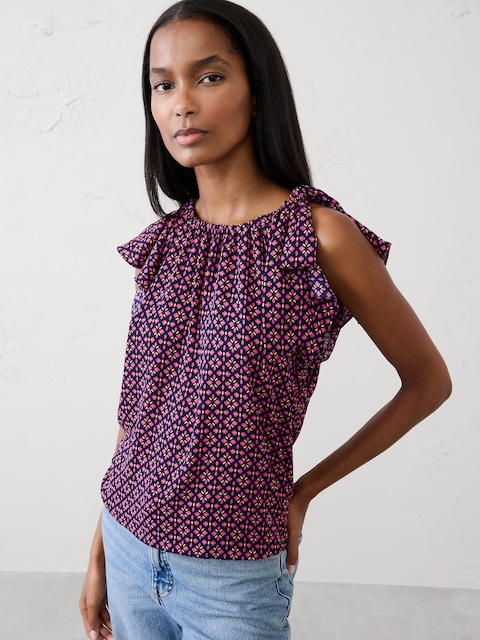 Georgette Tied-Shoulder Top