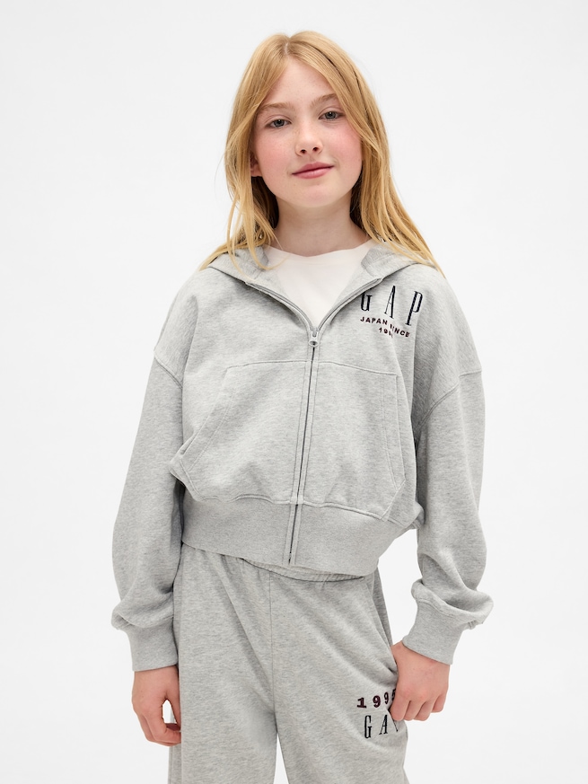 30th アニバーサリー フレンチテリー GAPロゴ ジップアップパーカー (キッズ)-1