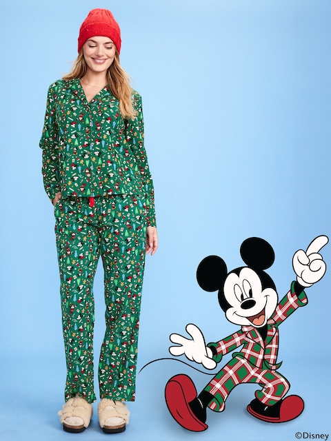 Old Navy x Disney Mickey Mouse & Friends Printed Flannel Pajama Set for Women