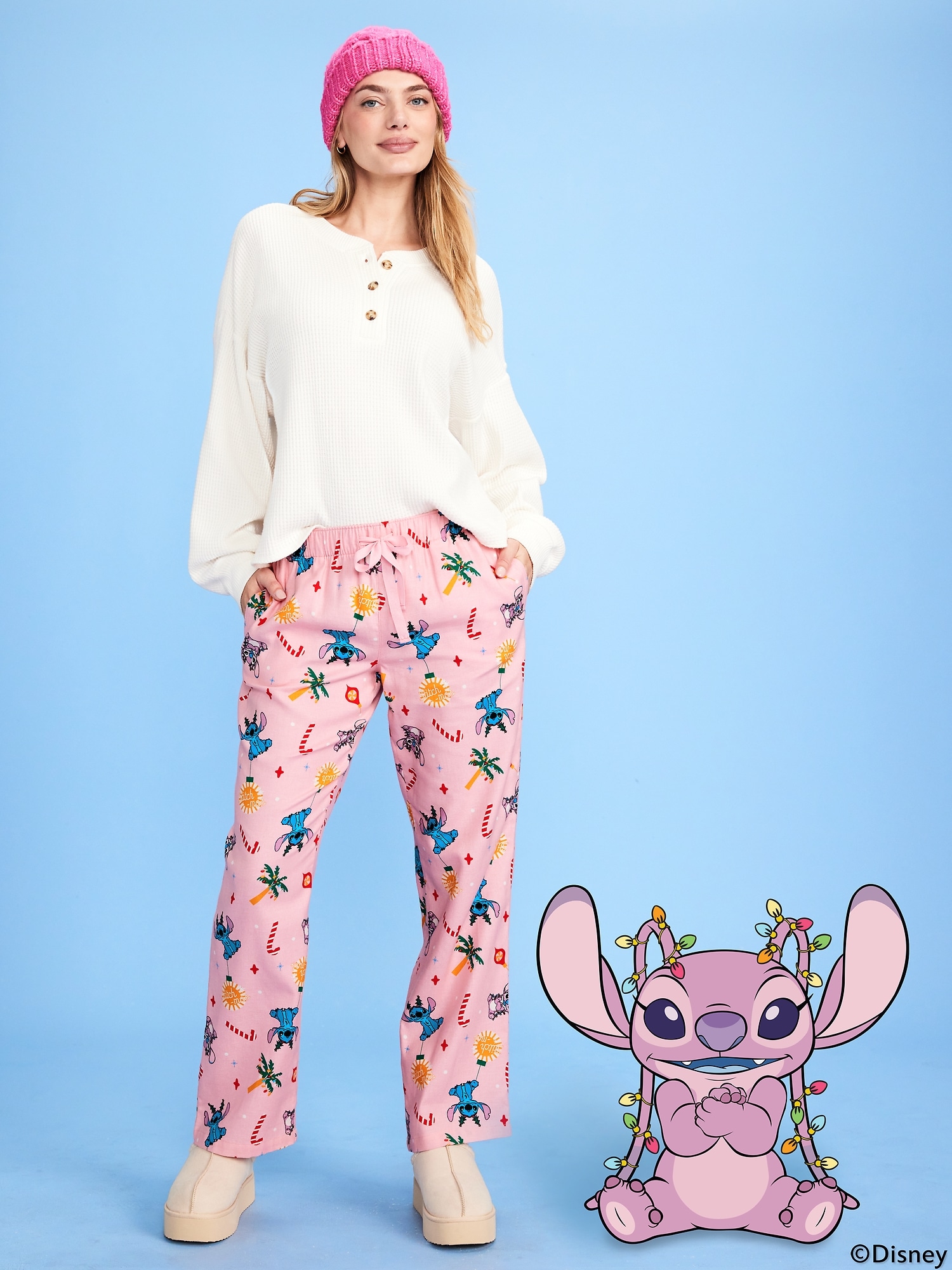 PANTALON DE PYJAMA À TAILLE MI-BASSE EN FLANELLE À MOTIF OLD NAVY X DISNEY POUR FEMME
