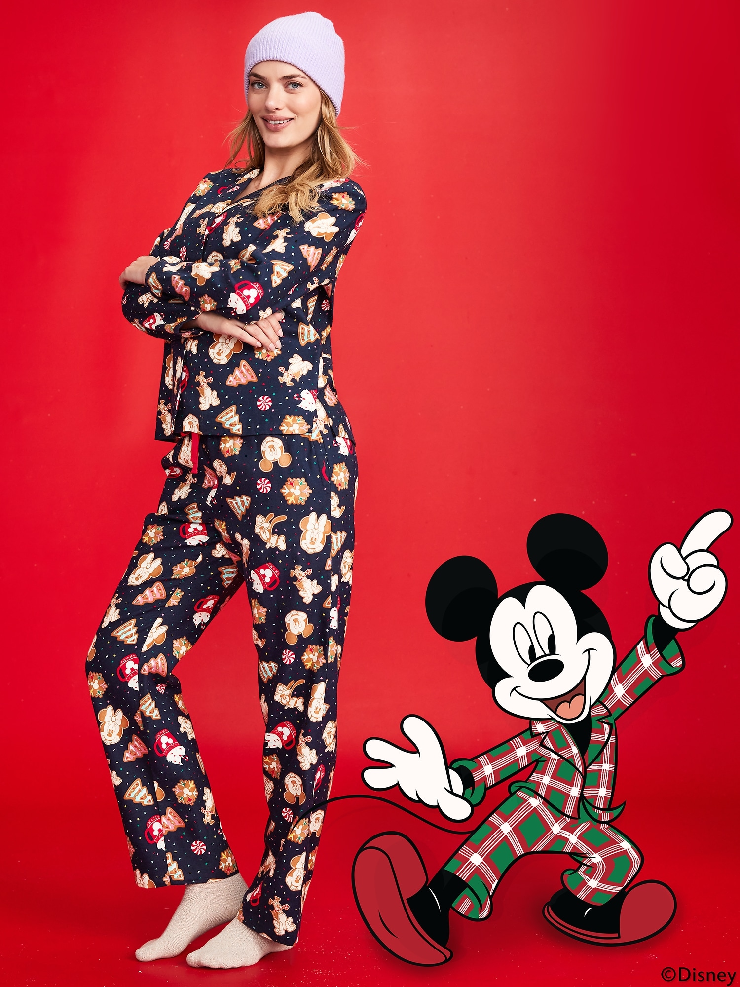 Old Navy x Disney Mickey Mouse & Friends Printed Flannel Pajama Set for Women