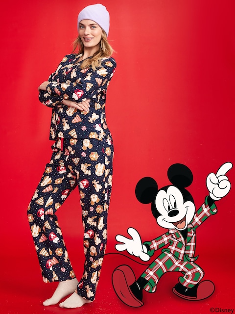 Old Navy x Disney Mickey Mouse & Friends Printed Flannel Pajama Set for Women