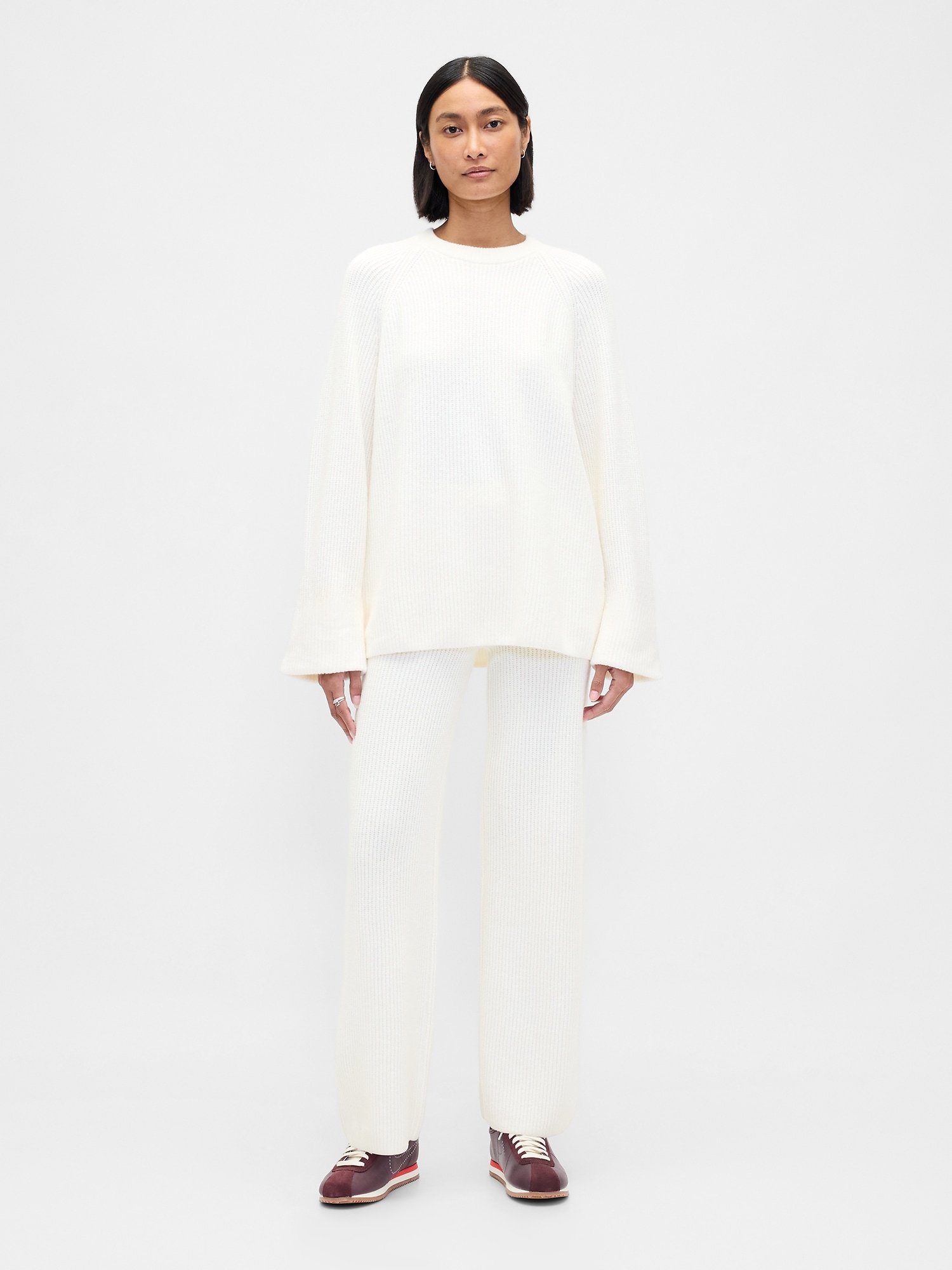 CashSoft Shaker-Stitch Sweater Pants