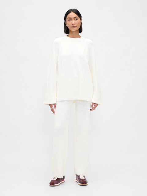 CashSoft Shaker-Stitch Sweater Pants