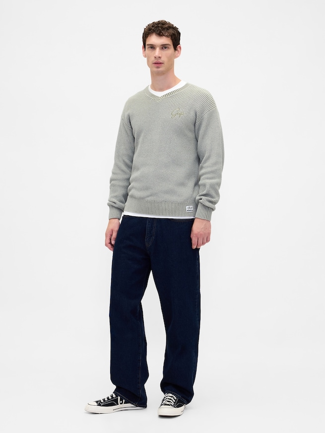 リラックスフィット Vネックセーター-1