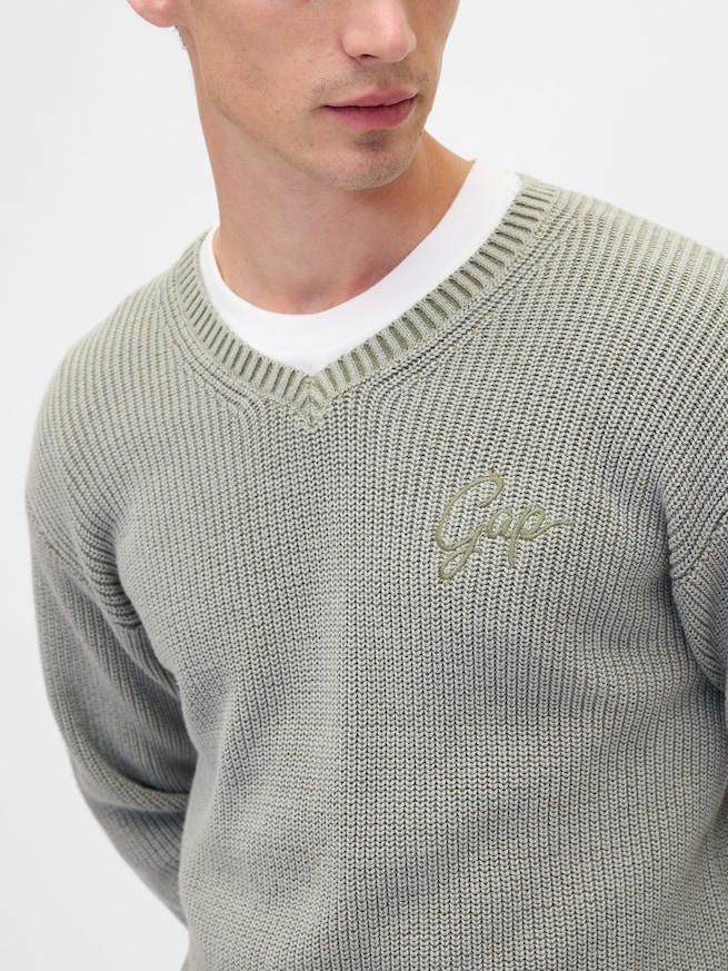 リラックスフィット Vネックセーター-3