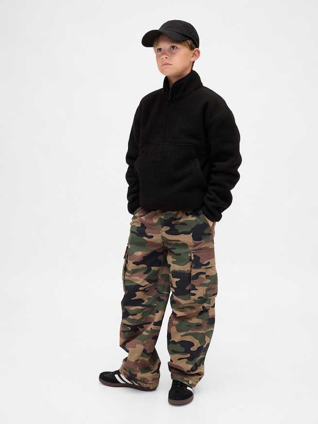 ボア GAPロゴ ハーフジップ プルオーバー (キッズ)-3