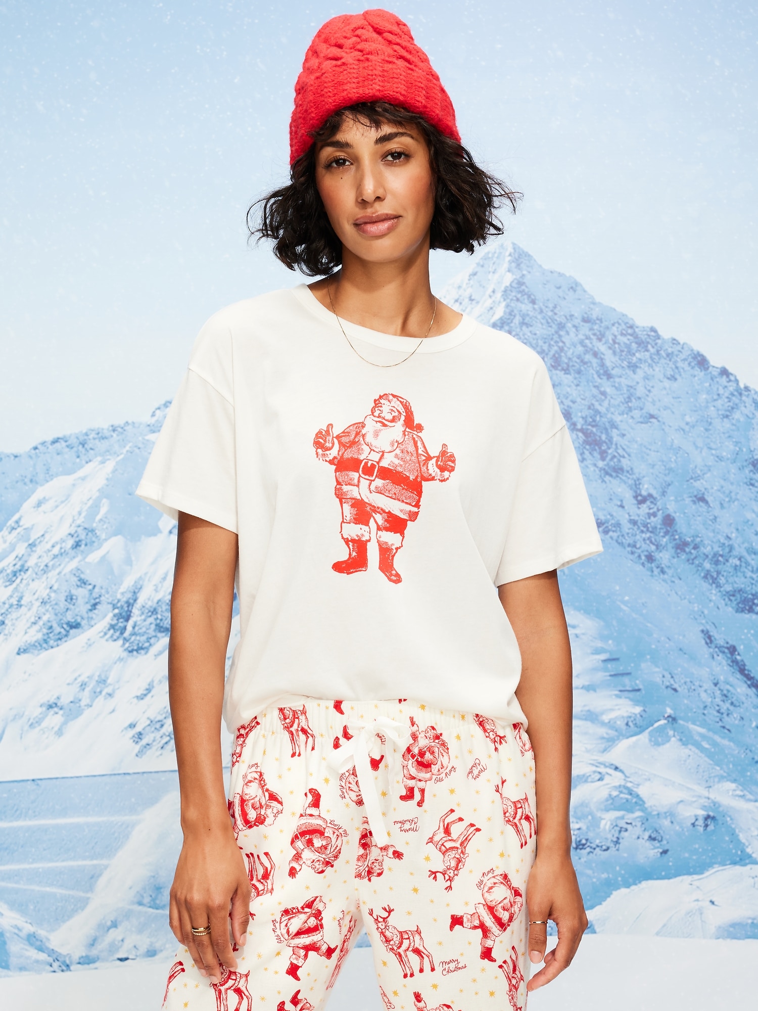 Holiday-Graphic Crew-Neck T-Shirt for Women