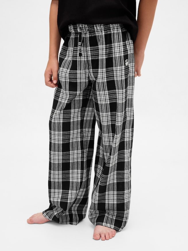 ナイトメアー・ビフォア・クリスマス スカル フランネル パジャマパンツ (キッズ)-3