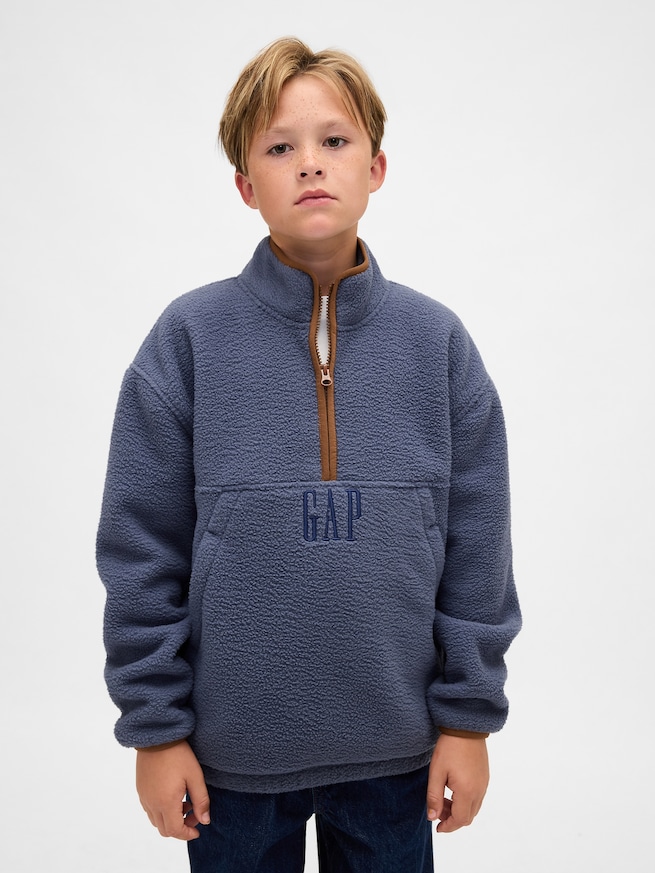ボア GAPロゴ ハーフジップ プルオーバー (キッズ)-0