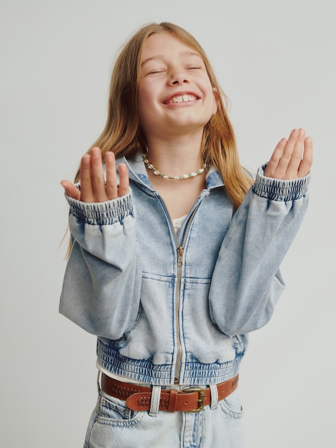 ニットデニム ジップアップパーカー (キッズ)-6