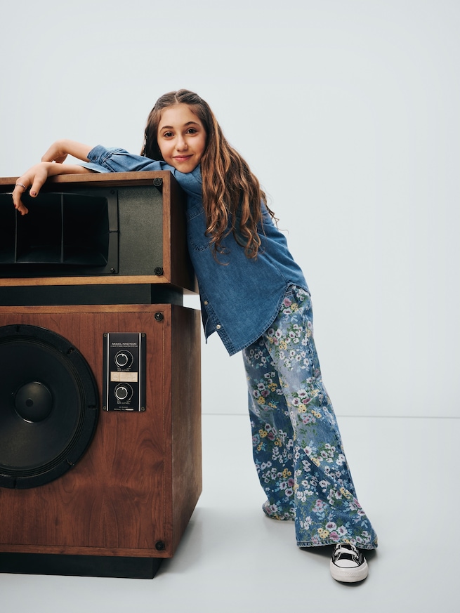 フローラル イージーウエスト バギーデニム (キッズ)-6