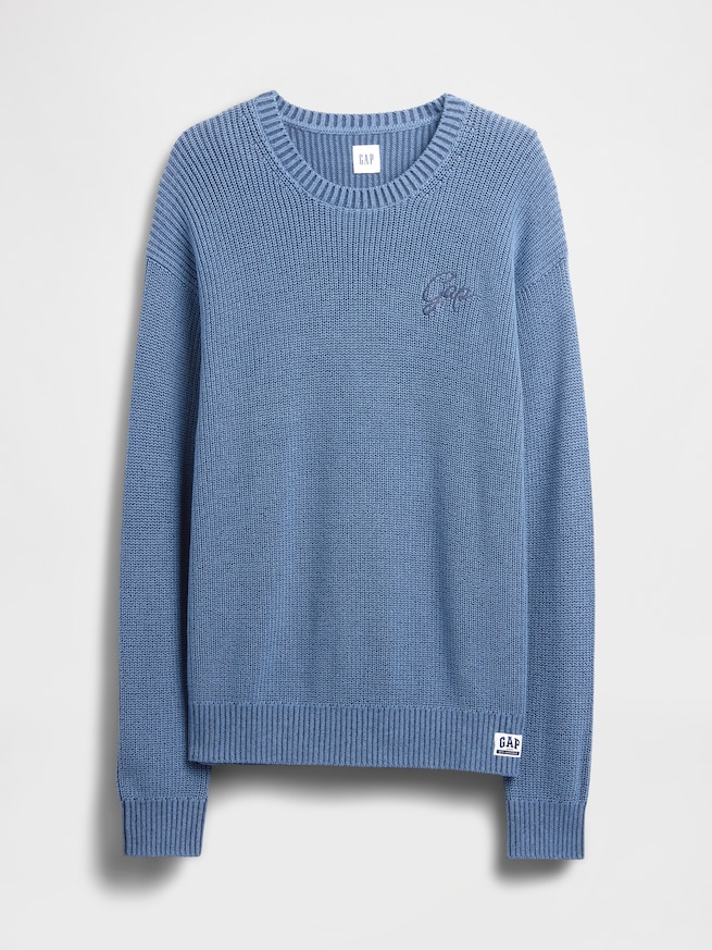 リラックスフィット リブ クルーネックセーター-4