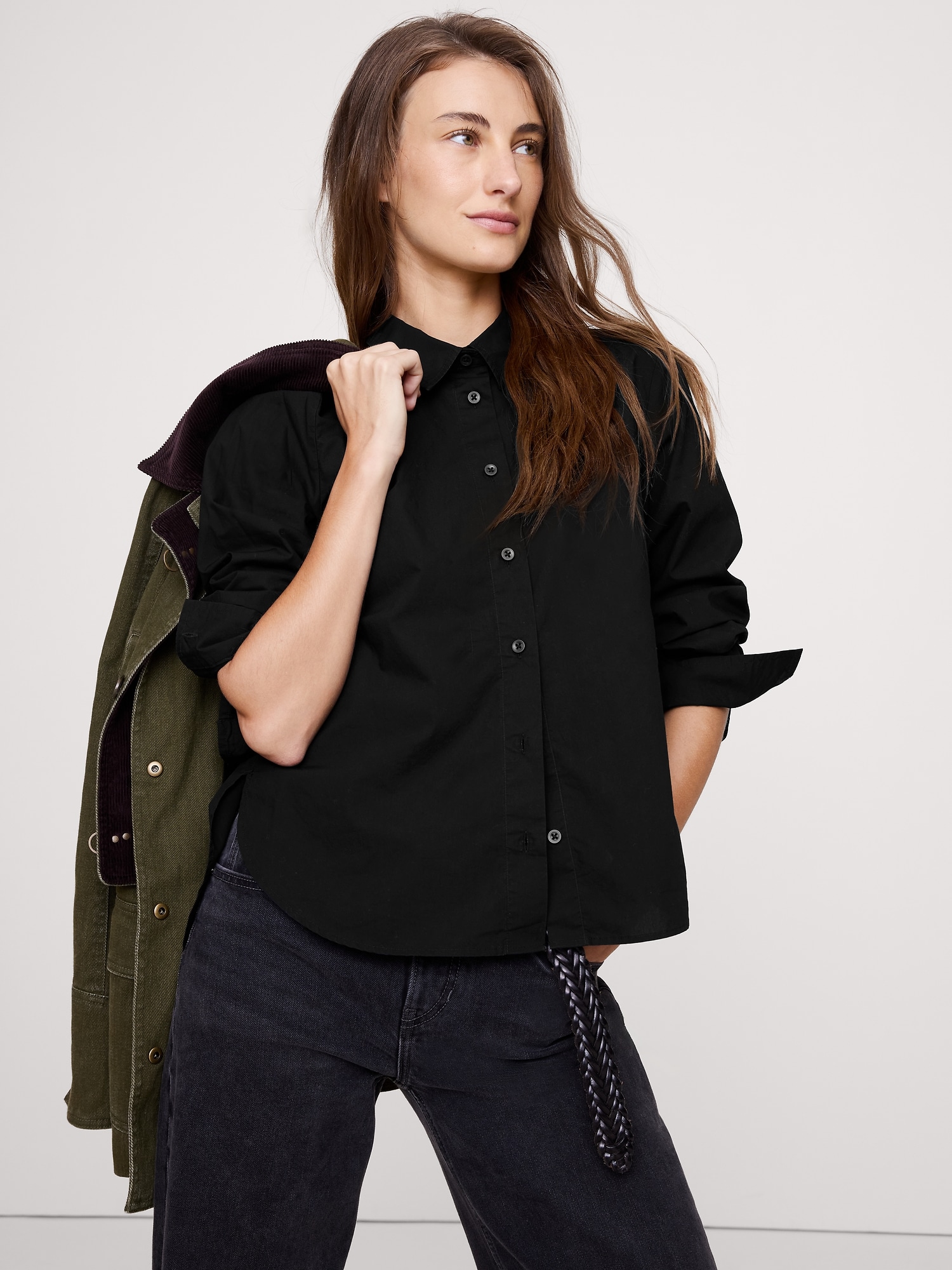 Boxy Cotton Poplin Shirt