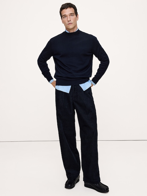 PANTALON AMPLE EN VELOURS CÔTELÉ PLISSÉ