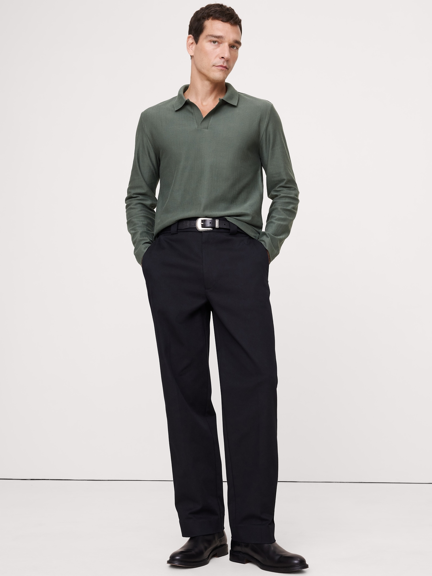 POLO À MANCHES LONGUES EN COTON À CHEVRONS