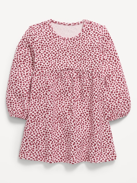 ROBE EN TRICOT GAUFRÉ À MANCHES LONGUES POUR TOUTE-PETITE FILLE