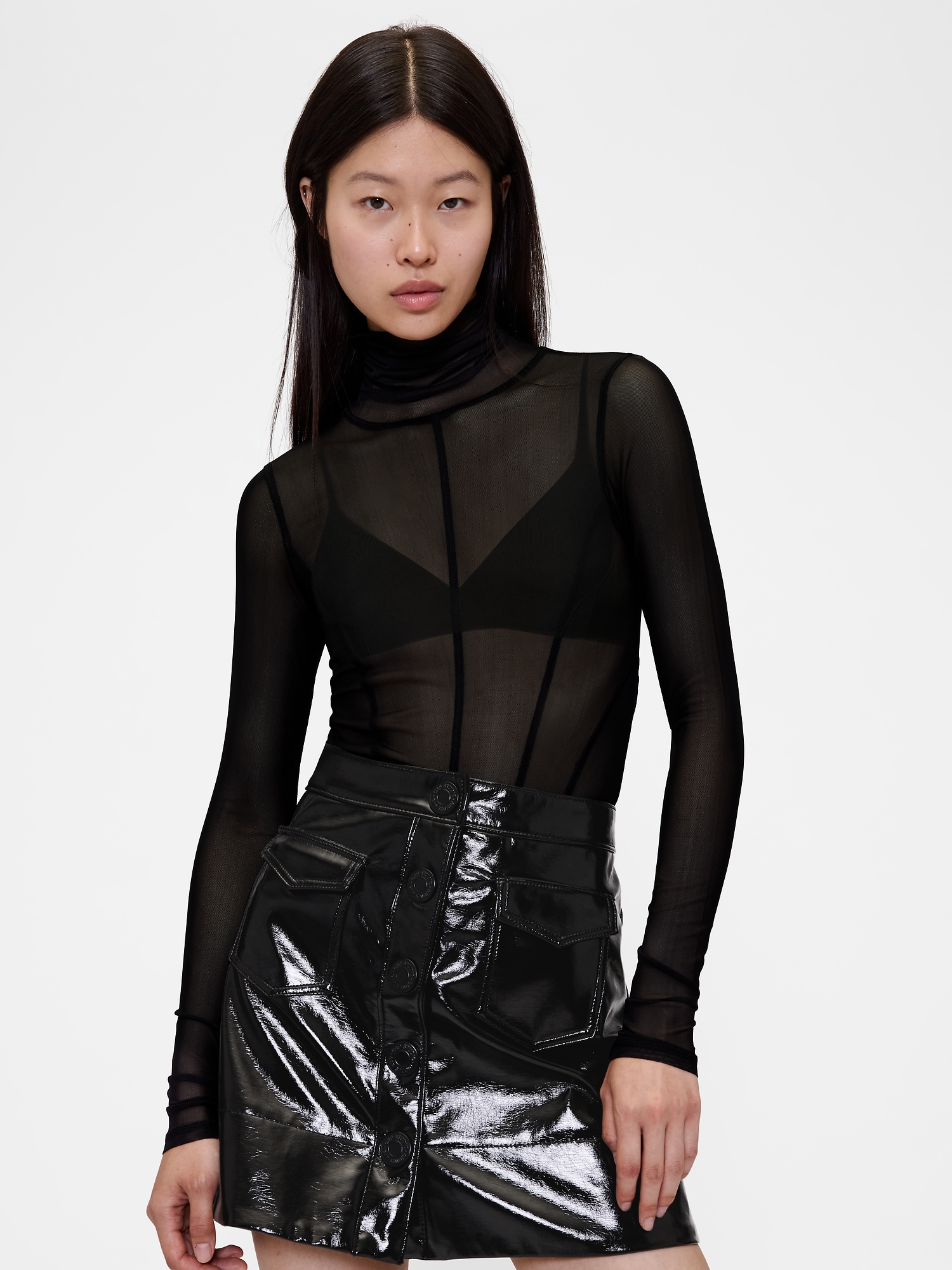 GapStudio シアーメッシュ タートルネック-0