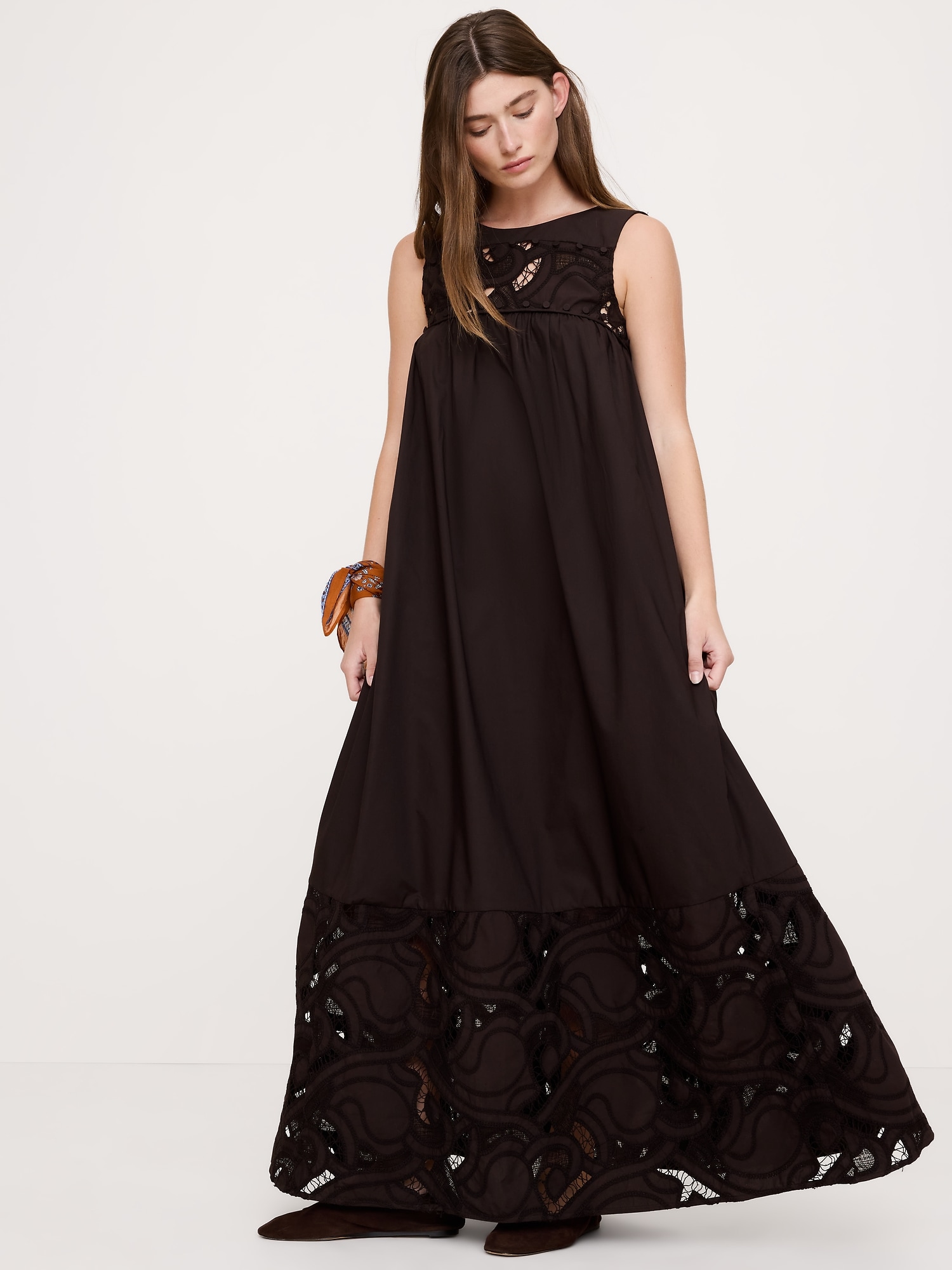 Embroidered Cotton Poplin Maxi Dress