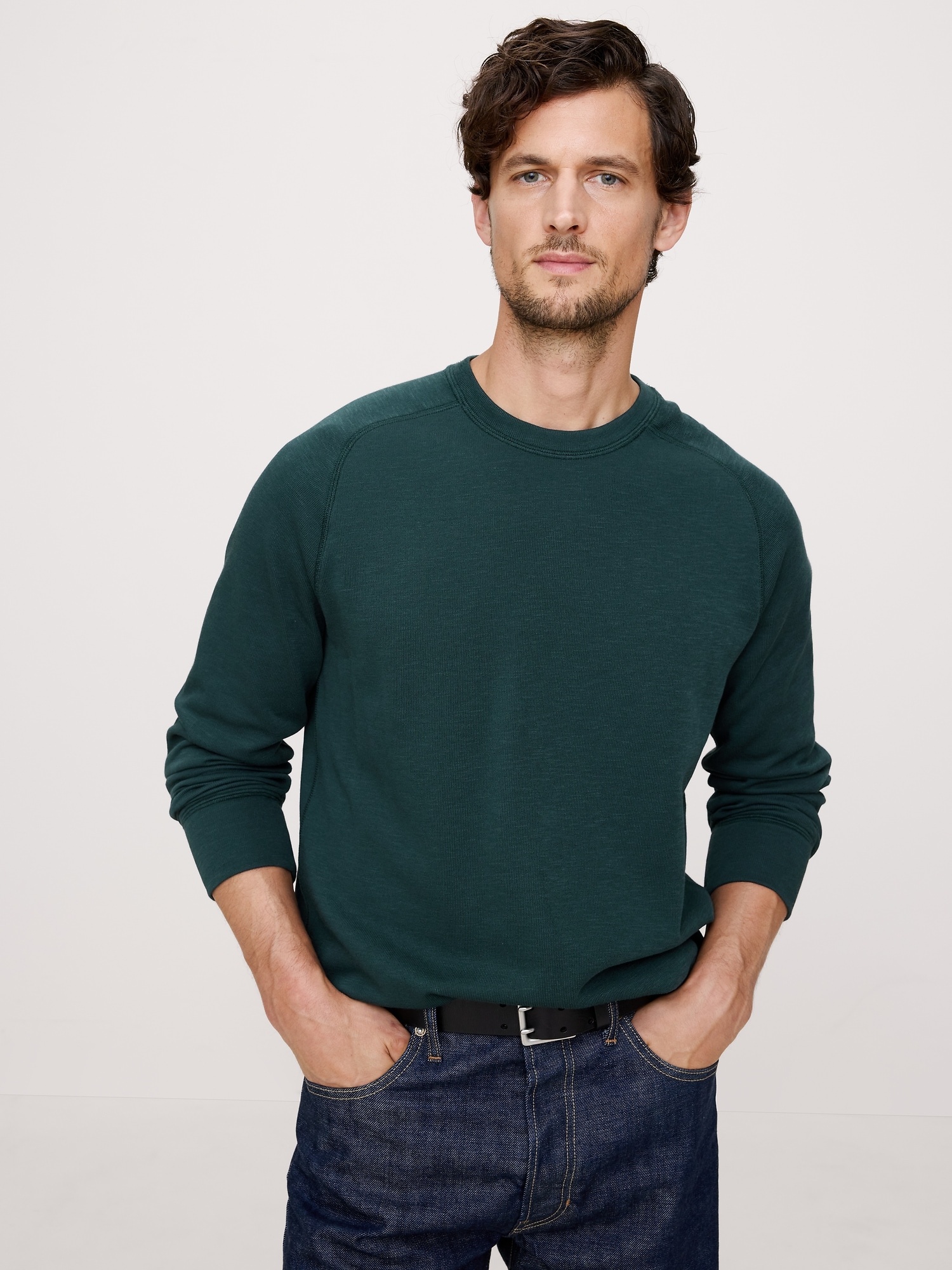 T-SHIRT RAS DU COU EN TRICOT DOUBLE DE FIL FLAMMÉ