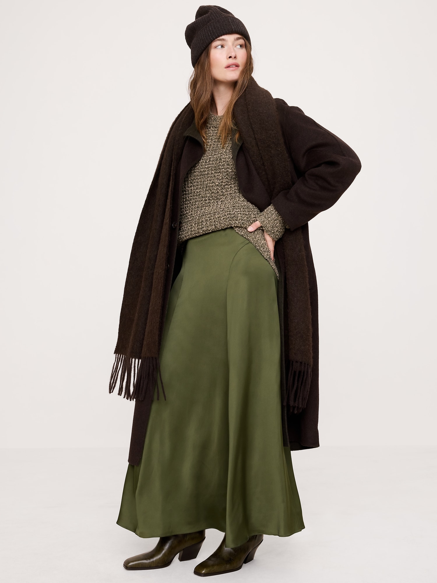 ストレッチ サテン マキシスカート-0 ストレッチ サテン マキシスカート-0