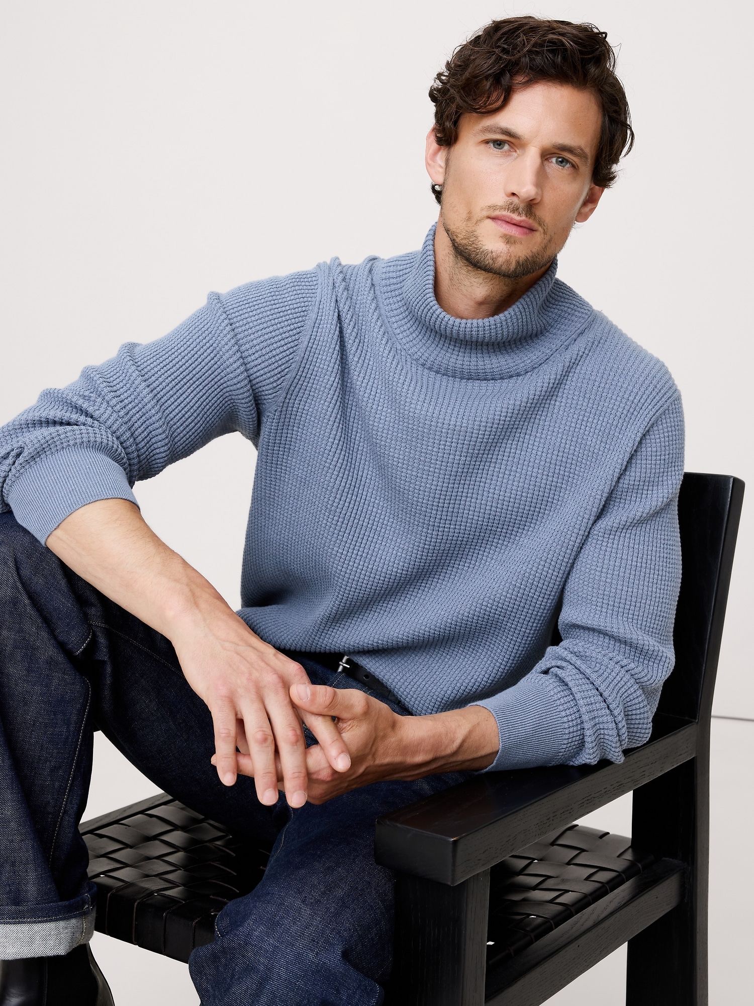 CHANDAIL À COL ROULÉ EN TRICOT ISOTHERME DE COTON