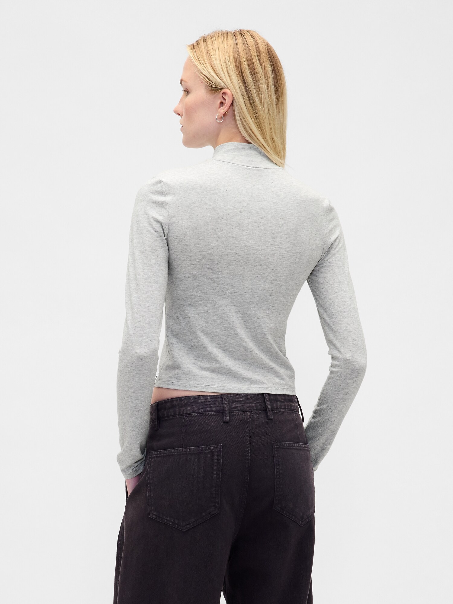 GAPロゴ クロップド モックネックトップス-2