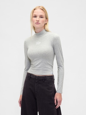 GAPロゴ クロップド モックネックトップス