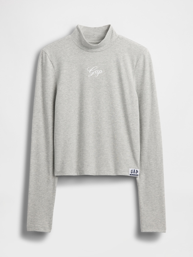 GAPロゴ クロップド モックネックトップス-5