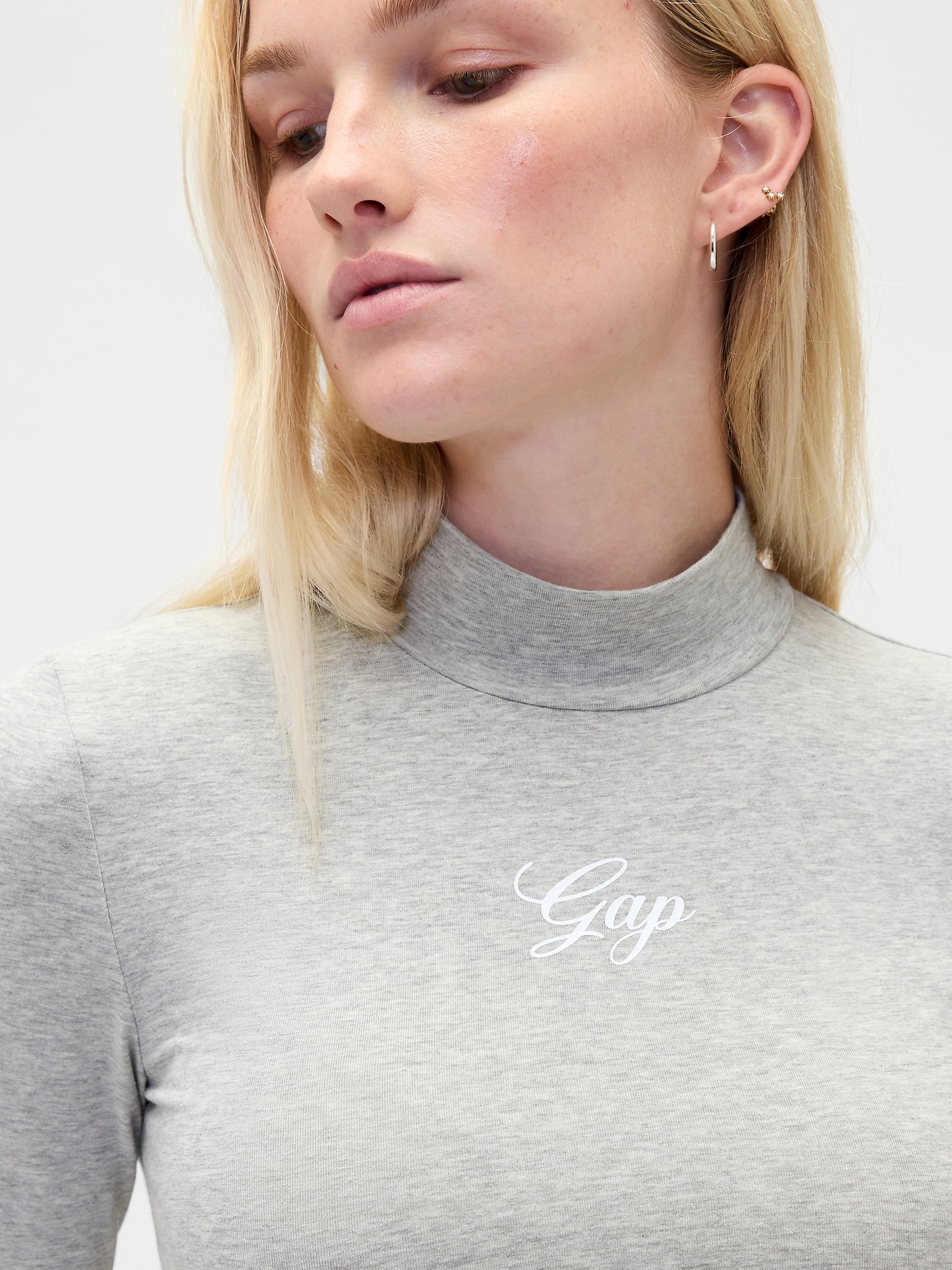 GAPロゴ クロップド モックネックトップス-4