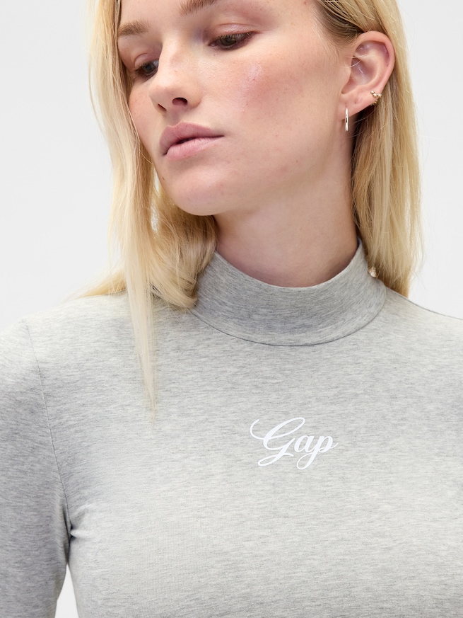 GAPロゴ クロップド モックネックトップス-4
