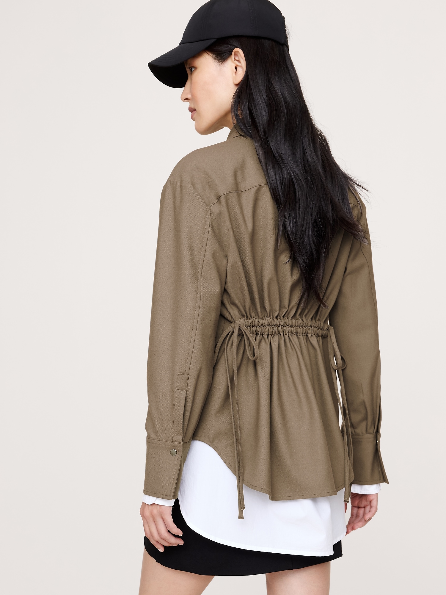 CHEMISIER À DOS CINTRÉ EN FLANELLE EXTENSIBLE