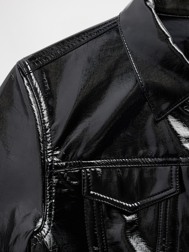 GapStudio ヴィーガン パテントレザー クロップジャケット-5