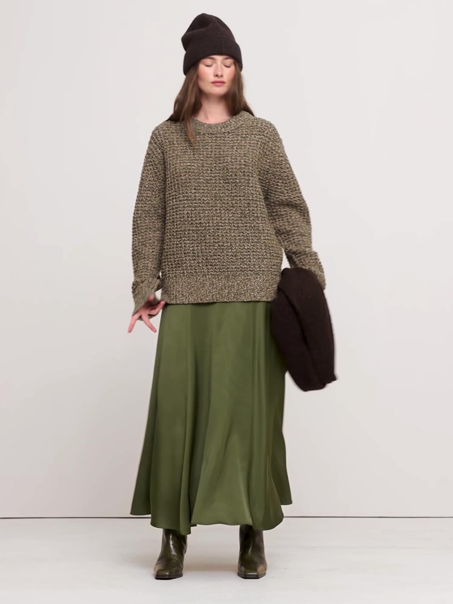 ストレッチ サテン マキシスカート-5 ストレッチ サテン マキシスカート-5