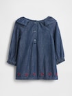 デニム ラッフルフリル 襟付きワンピース (ベビー)-1