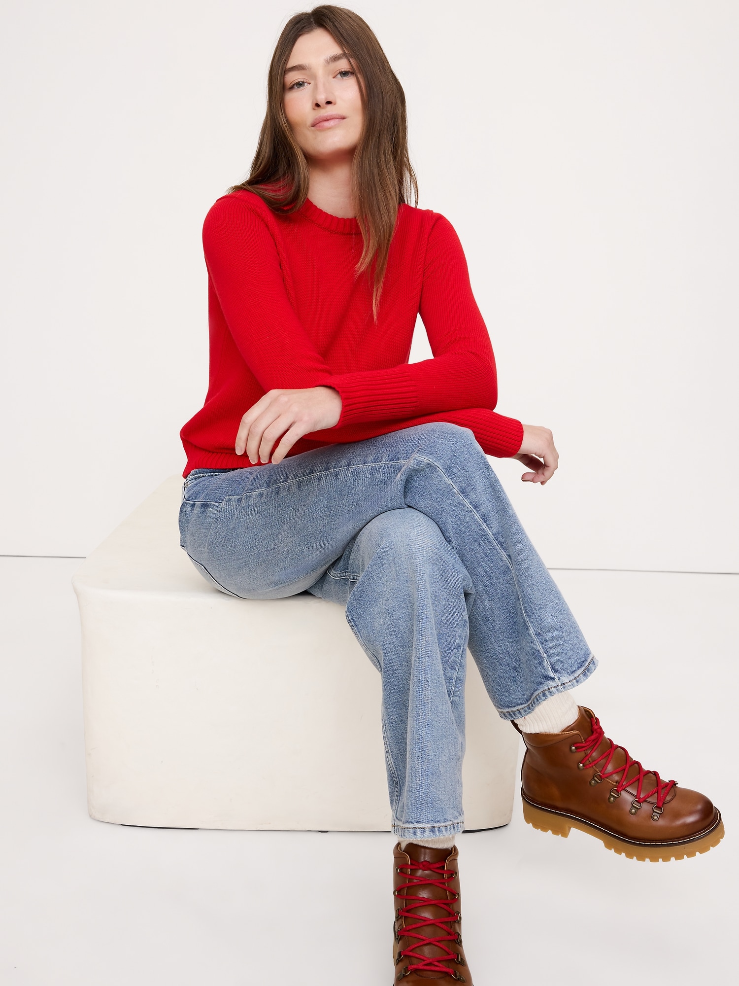 CHANDAIL RAS DU COU EN COTON ET SOIE DOUCEUR INFINIE