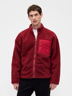 リサイクル ボア オーバーサイズ GAPロゴ ジップアップジャケット