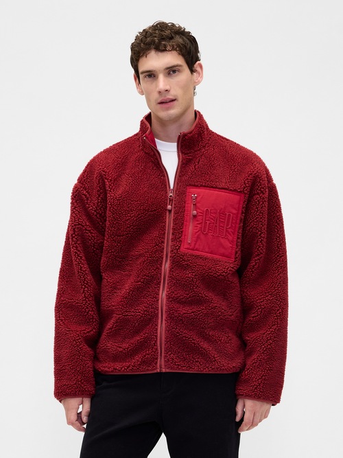 リサイクル ボア オーバーサイズ GAPロゴ ジップアップジャケット