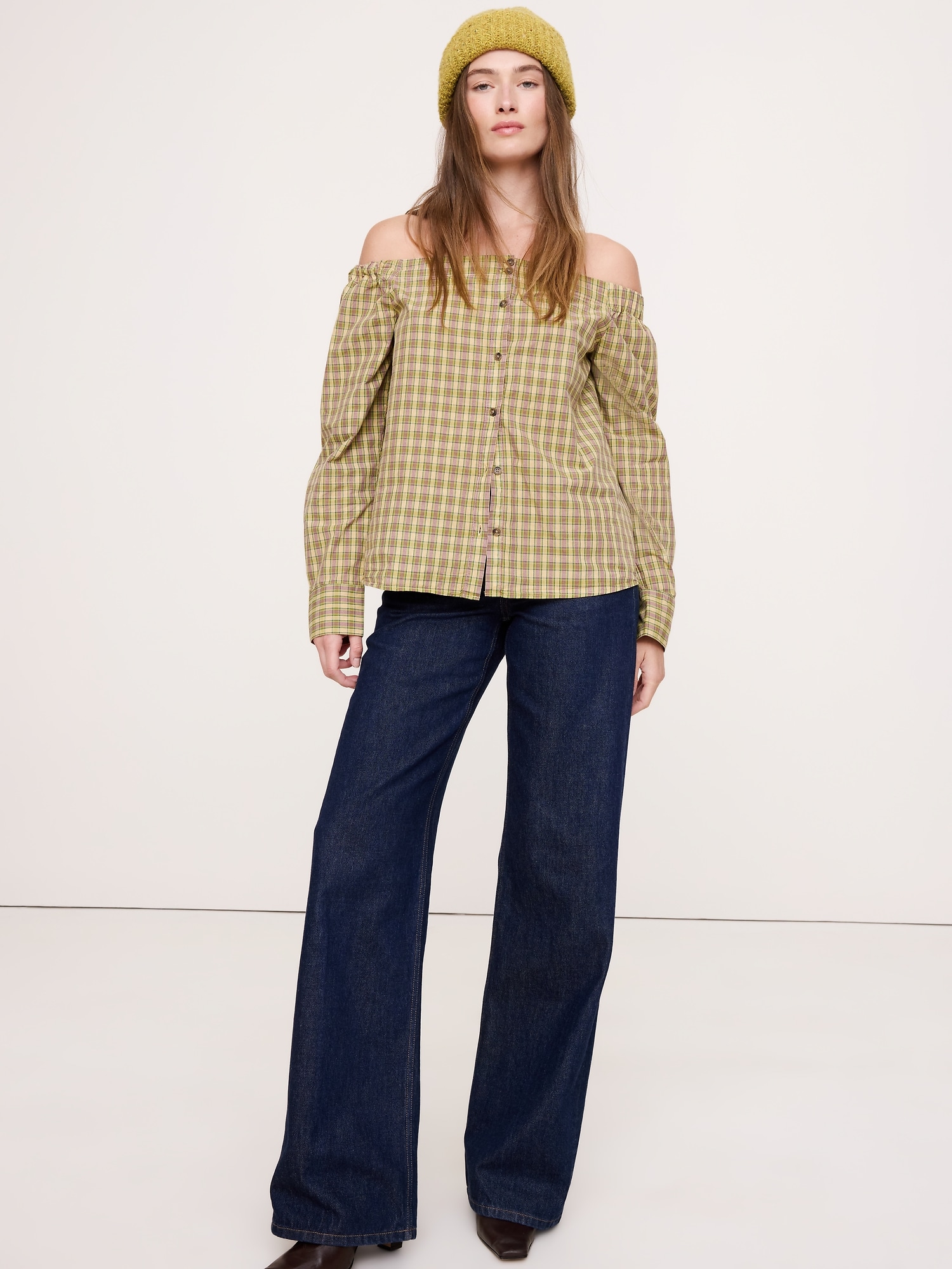 HAUT À ÉPAULE DÉNUDÉE EN POPELINE DE COTON