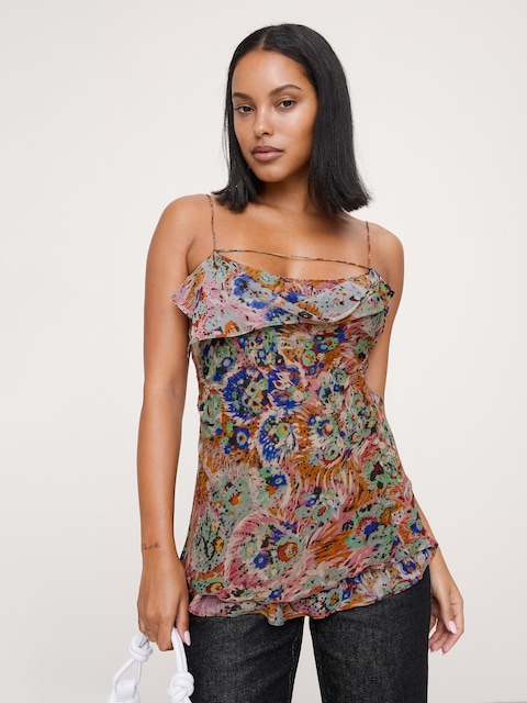 Georgette Cowl-Neck Tank