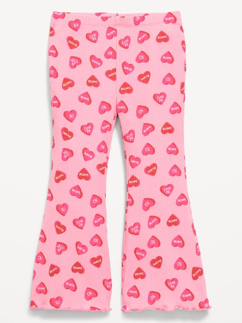 Printed Ribbed Flare Leggings for Toddler Girls