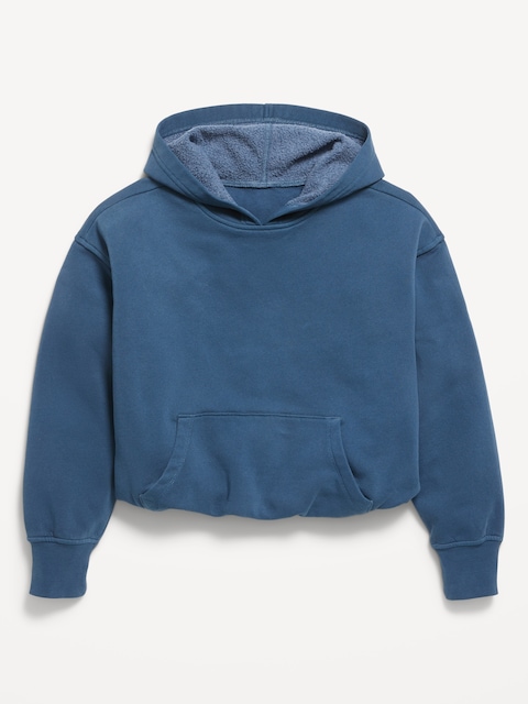 Cropped Bubble-Hem Hoodie for Girls